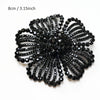 Black rhinestone flower applique patch measuring 8cm or 3.15 inches