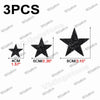 Three glitter rhinestone iron-on star patches of different sizes: 4cm, 6cm, and 8cm.