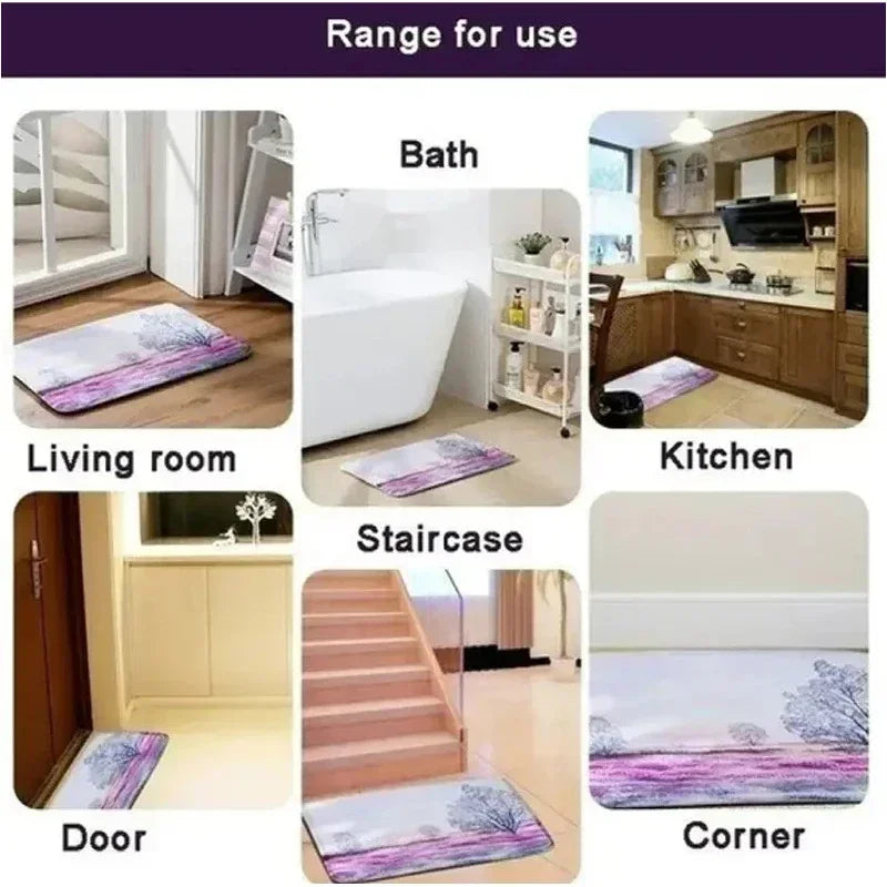 A collection of entrance mats for various uses including bath, living room, staircase, door, kitchen, and corner.