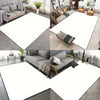 A collection of floor mats featuring various floral patterns and neutral tones in different layouts.