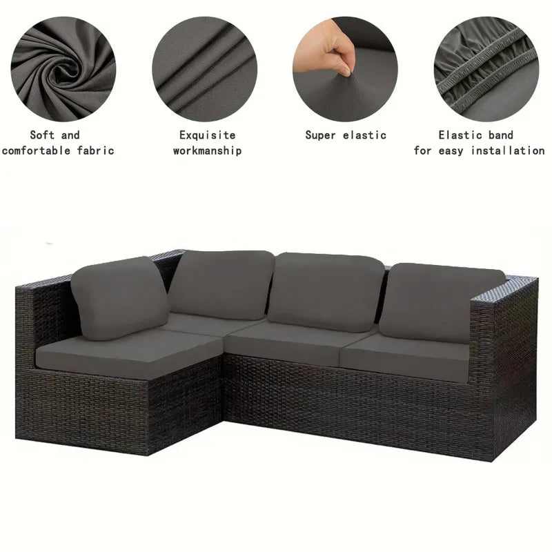 Dark gray woven outdoor sofa cushion covers with soft and elastic fabric features