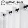 A grommet header for window curtains, showing the size and installation method.