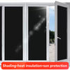 Blackout curtains in a white frame showing sunlight outside