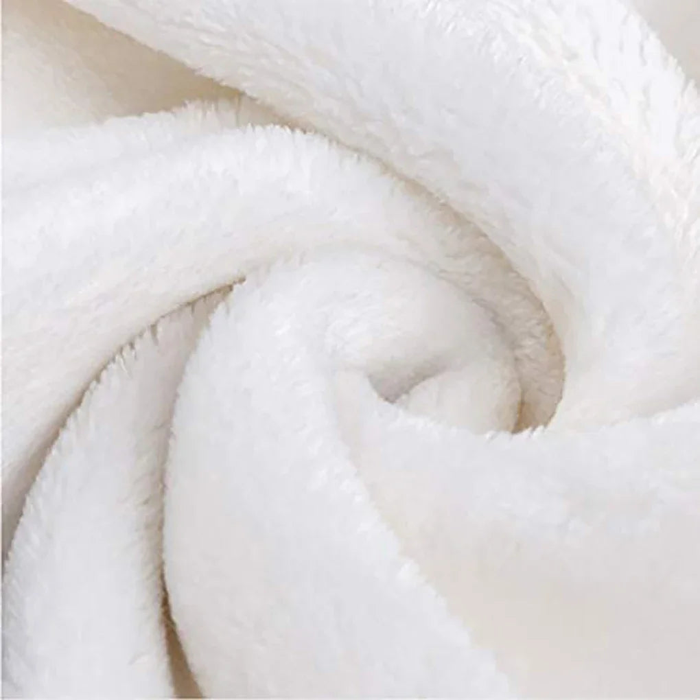 A white, fluffy blanket with a spiral fold, themed for Lord of the Rings.