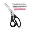Stainless steel zig zag lace sewing scissors with a 5mm triangular tooth.