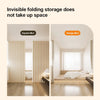 Invisible folding storage room divider curtains demonstrating space-saving design in a modern room.