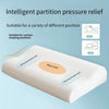 A white memory foam pillow designed for intelligent partition pressure relief and suitable for various sleeping positions.