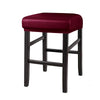 A deep burgundy waterproof PU leather bar stool cover with a black wooden frame.