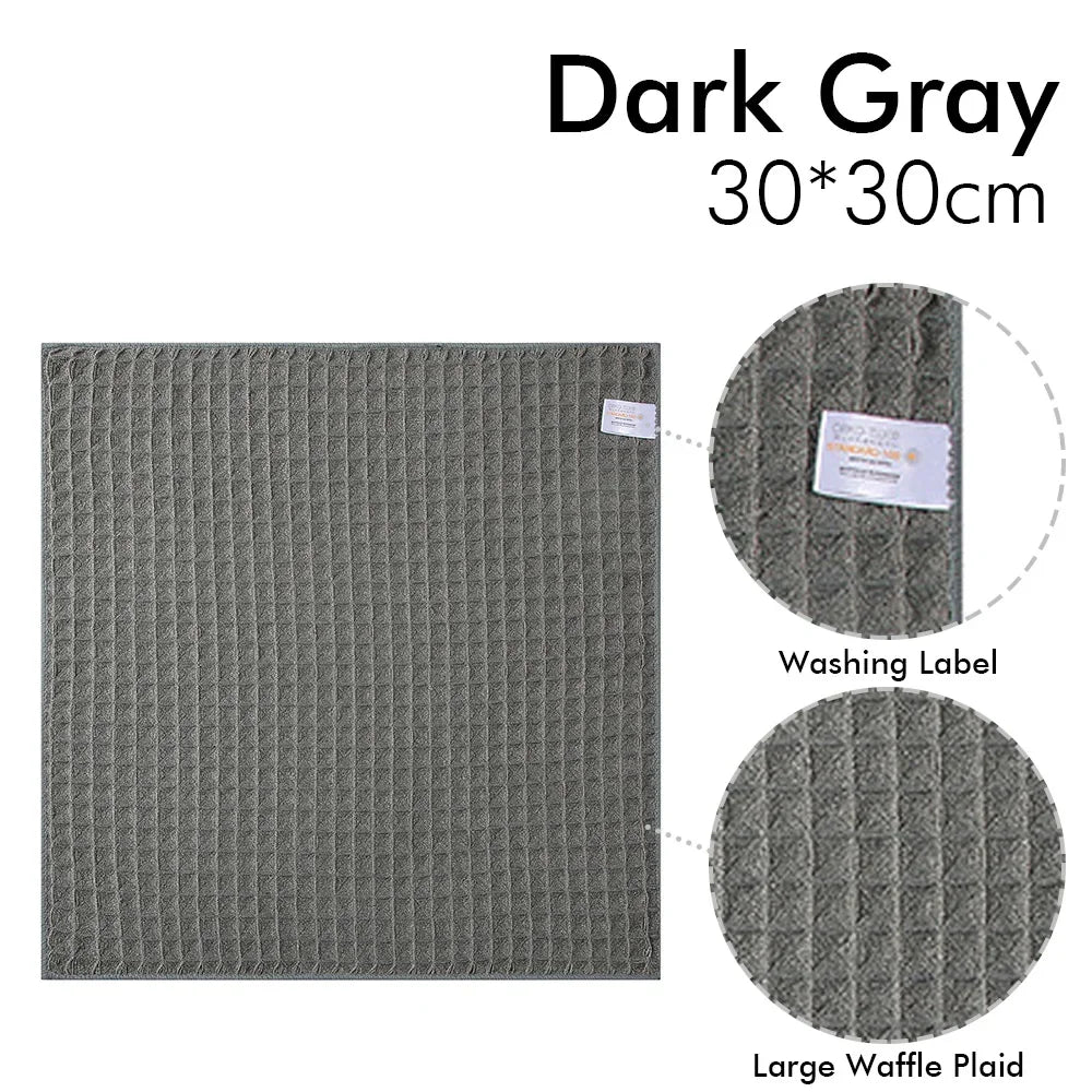 Dark Gray 30x30cm large waffle plaid lint-free microfiber cleaning towel