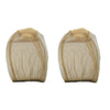 A pair of light tan mosquito protection fishing hats shown from the back.