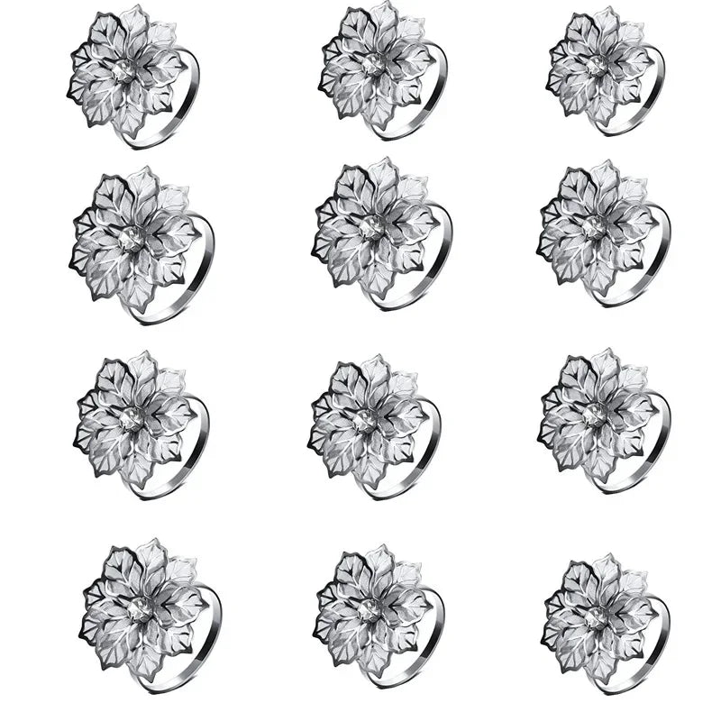 A set of elegant metal napkin rings designed for table decoration.