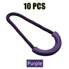 Ten purple U-shaped zipper pull straps shown against a white background.