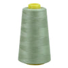 A roll of light green sewing thread with a yellow core.