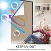 A window film demonstrating UV protection, showing 80% infrared rays blocked and 95% UV rays blocked.