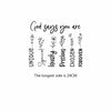 A black line drawing featuring the phrase God says you are unique special lovely precious chosen forgiven with floral illustr