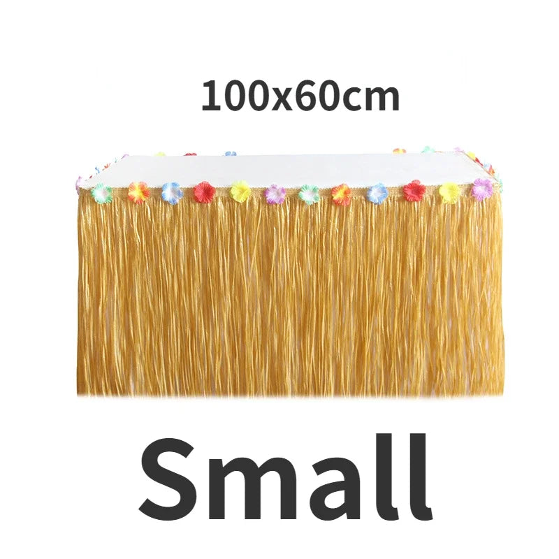 Tropical Raffia Grass Table Skirt for Luau & Beach Parties