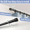 Two ways to install curtain hooks: ceiling mount and wall mount options shown on a white wall.