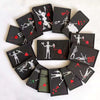 A collection of black embroidered pirate patches featuring skull, flag, and weapon designs with hook and loop backing.