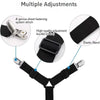 Close-up view of adjustable black elastic band and metal fastening system for securing bed sheets.
