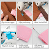 A set of sewing tools including a quick seam ripper, edge positioning tool, sleeve placket tool, magnetic storage, scale mark