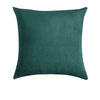 A square, dark teal velvet decorative pillow cover.