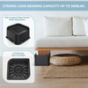 A set of heavy duty furniture and bed risers in black, showing different designs for load-bearing capacity.