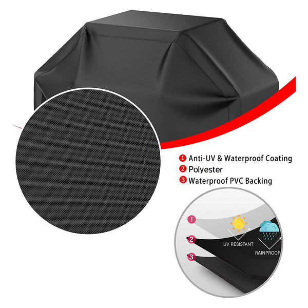 Black heavy duty waterproof grill cover with anti-UV coating and waterproof PVC backing
