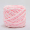 A ball of pink soft chenille knitting yarn for hand crafting
