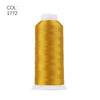 A roll of gold polyester embroidery thread with a white core.