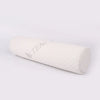 A cylindrical white memory foam neck roll pillow for support and relaxation.