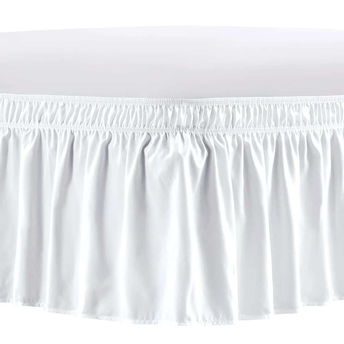 White elegant elastic bed skirt with ruffles