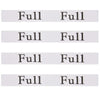 Four gray elastic bed sheet organizer straps labeled Full