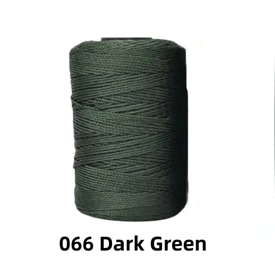 Spool of 1.5mm Dark Green ice silk crochet yarn for crafting and sewing.