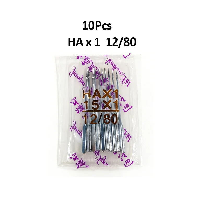 A package containing 10 pieces of HA sewing machine needles, including a set of 15 x 12/80 needles.