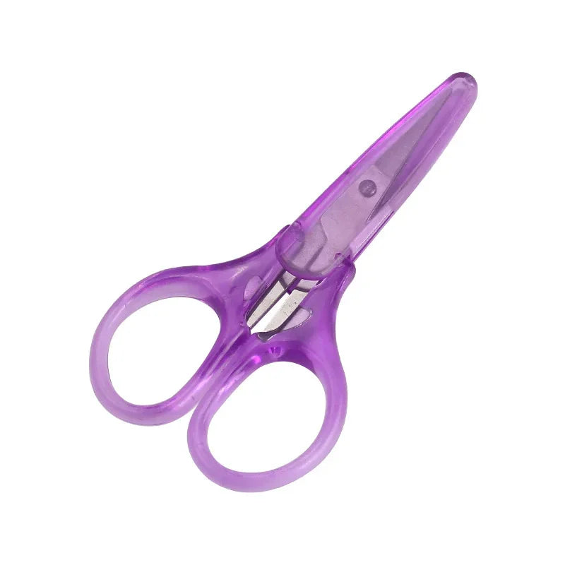 Purple precision craft scissors with a protective cap shown against a white background.