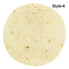 A round, light beige blanket or throw with a subtle texture and markings labeled Style-4.