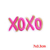 Pink letter XOXO embroidered iron-on patches for custom clothing DIY