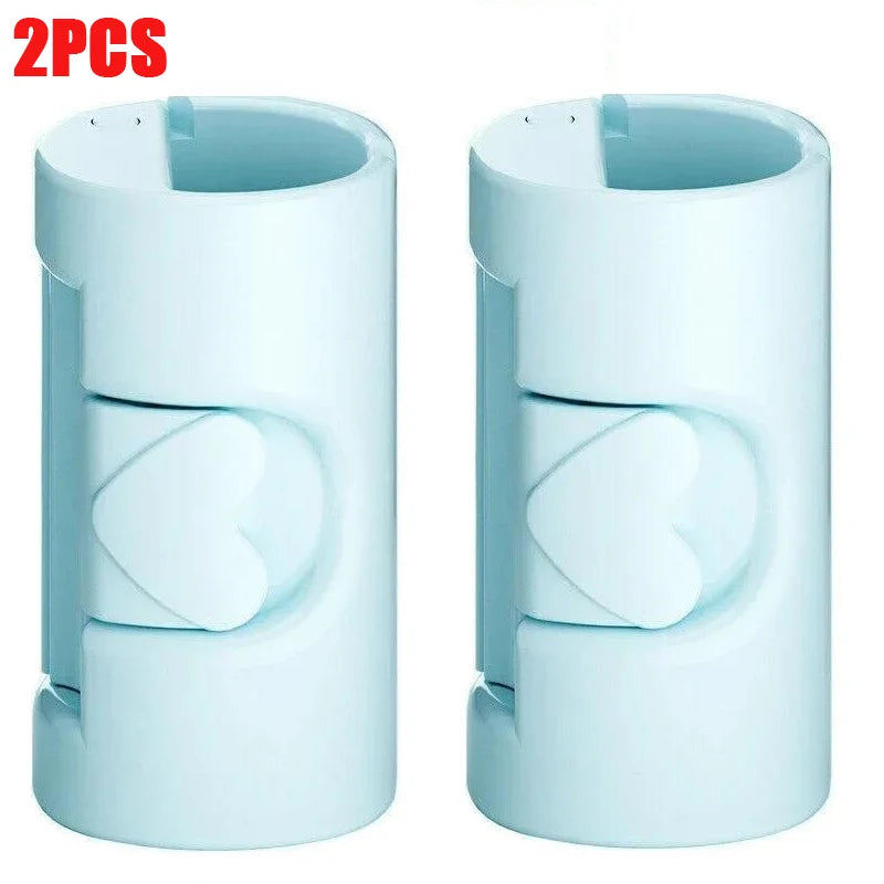 Two light blue non-slip bed sheet grippers with adjustable clips shown side by side.