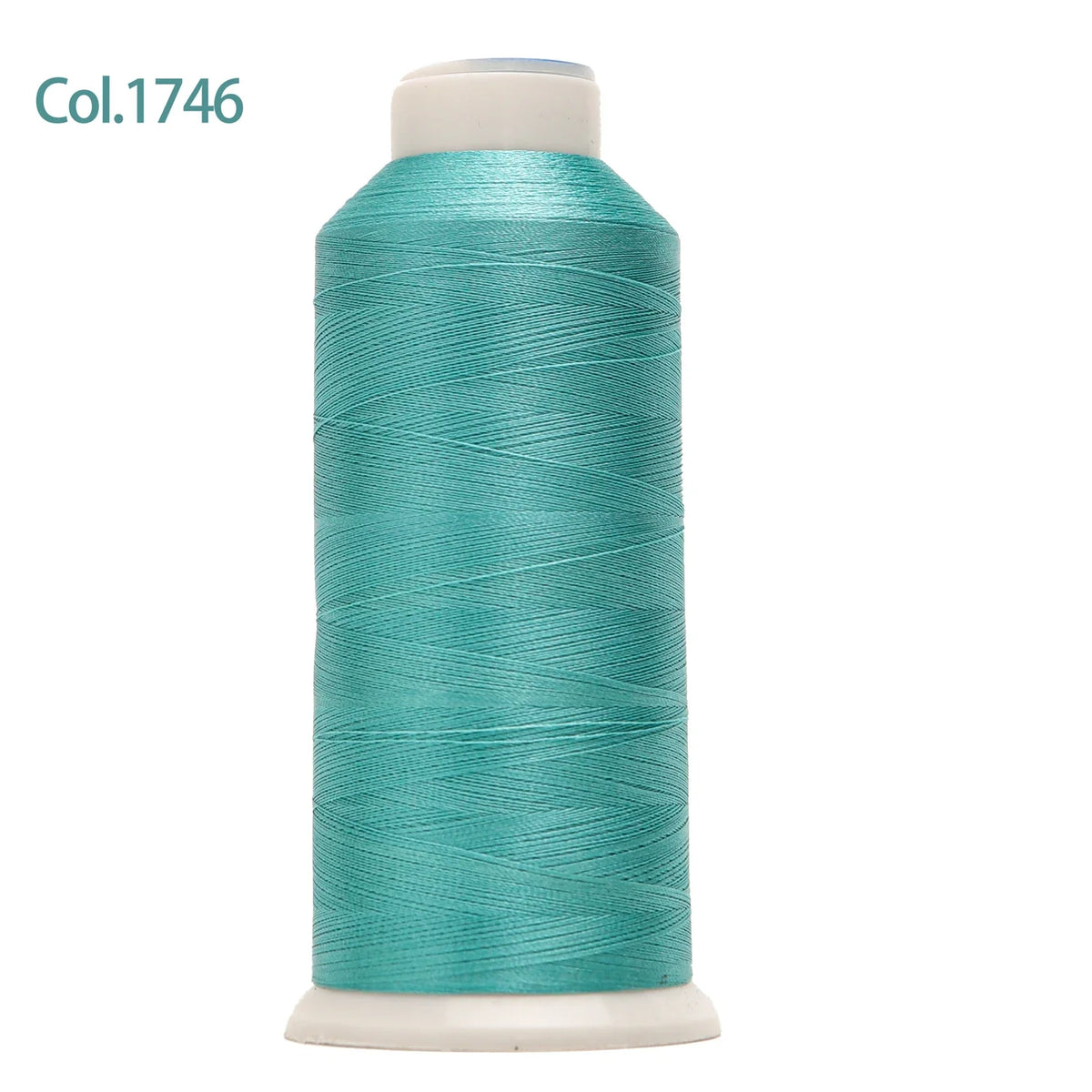 A spool of teal embroidery thread labeled Col.1746