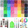 A collection of colorful DIY resin rhinestone kits and glitter for crafting and decoration.