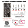 Pink beading machine set with gunblack beads and various sized beads for crafting