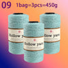 Three spools of Hollow yarn, each containing 3 pieces totaling 450g for knitting and crochet.