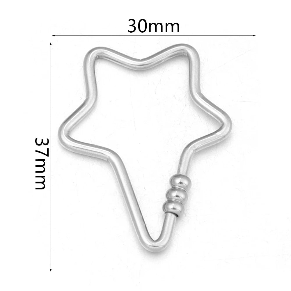 Silver heart-shaped screw lock carabiner clasp for jewelry making