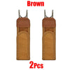 Two brown adjustable buckle-free elastic belts shown side by side.