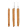 A set of five wooden precision crochet hooks for hair dreadlocks