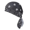 Black paisley print unisex headwrap tied at the end