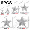 Six pieces of glitter rhinestone iron-on patches in various sizes and star shapes.