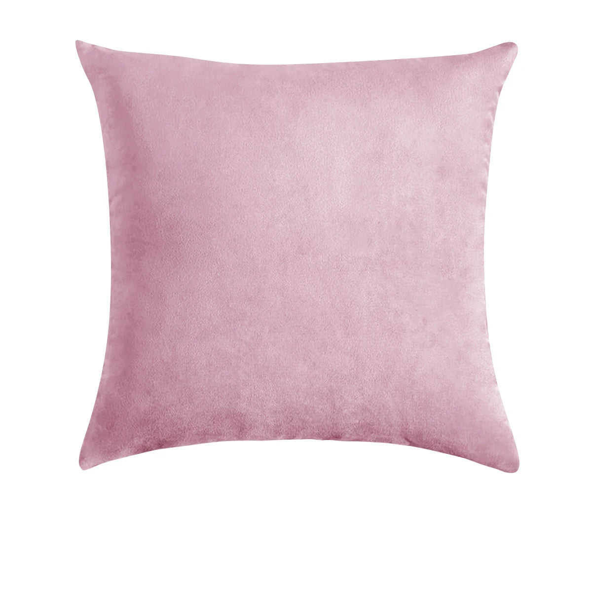 A square, soft mauve velvet decorative pillow cover.