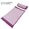 Purple acupressure relief mat and pillow set with white dots