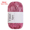 Spool of metallic pink T-shirt yarn for crochet and DIY crafts